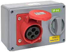 Розетка кабельная с блокировкой и выключателем EKF PROxima 1414 16А 3Р+PЕ 400В IР44 красный картинка 